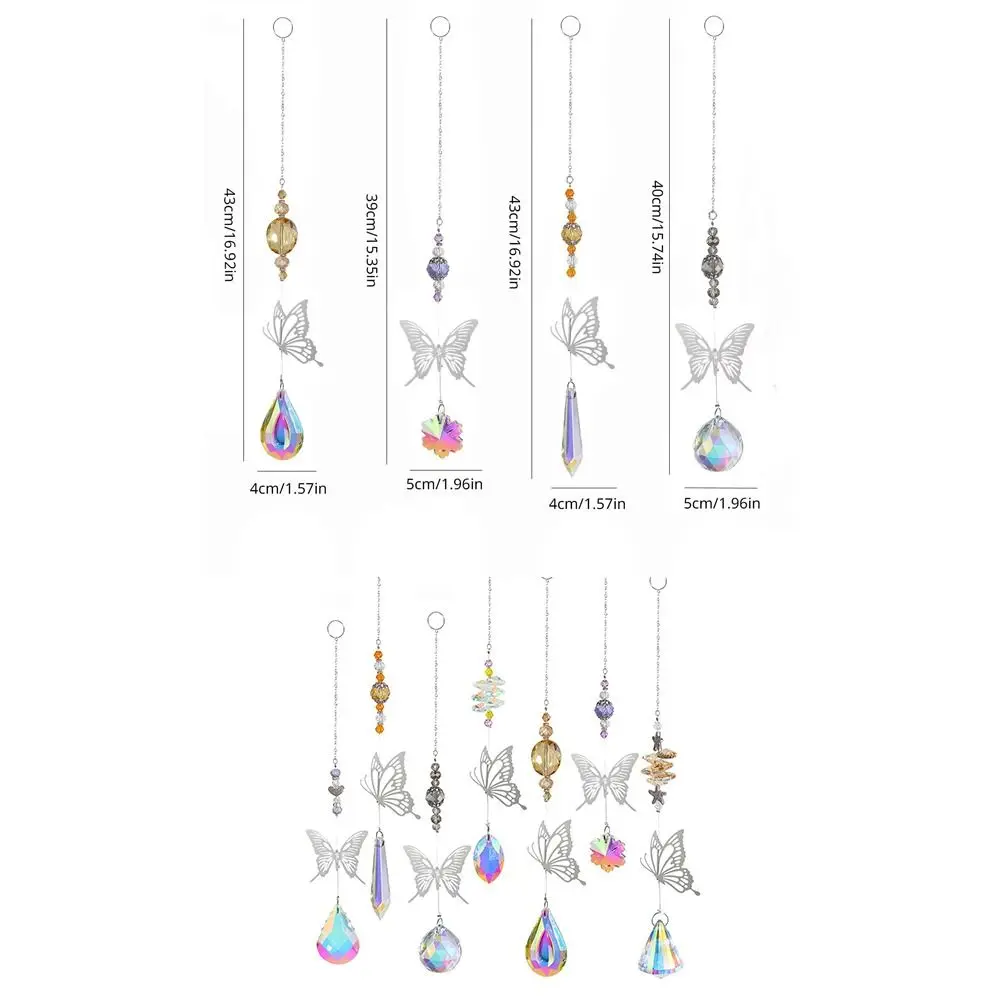 7Pcs Coloured Crystal Suncatcher Rotating Novelty Animal Butterfly Prism Ball Pendant Hanging Exquisite Wind Chime Gift