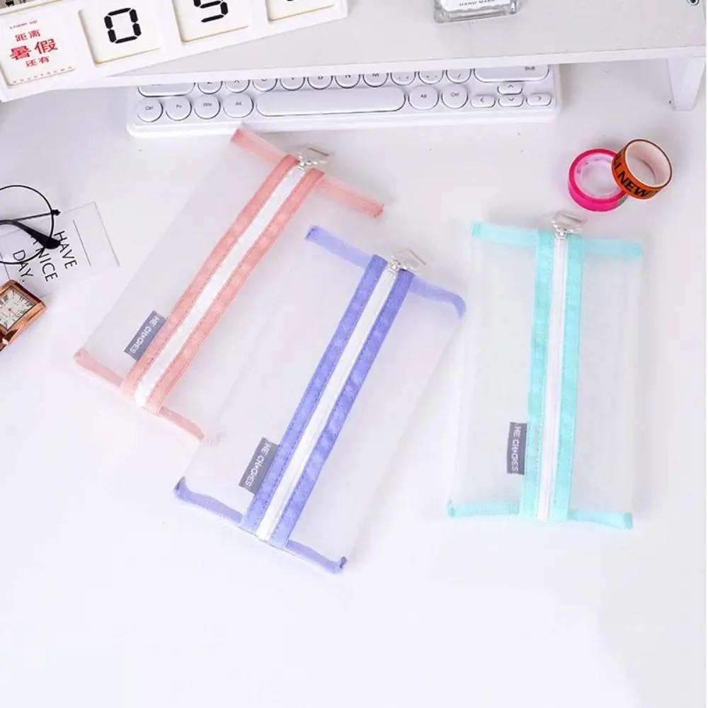 Change Storage Bag Clear Mesh Bag Lipstick Cosmetic Bag Pencil Bag Mini Coin Purse Coin Bags Small Item Bag Fresh Color Card Bag