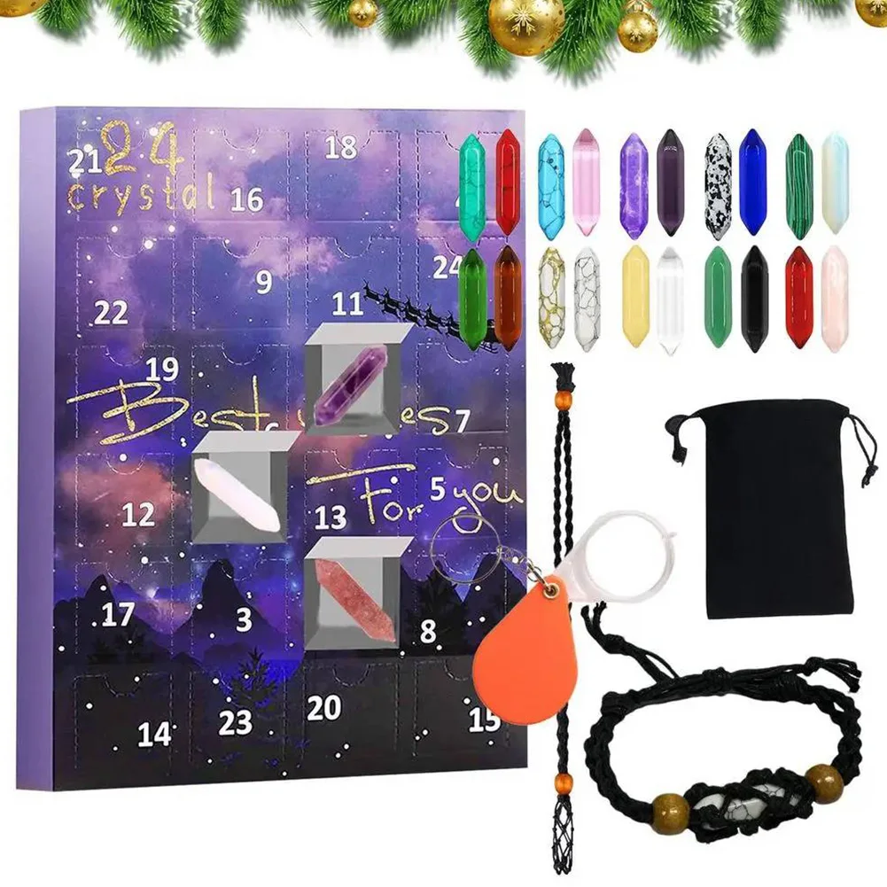 

Crystals Advent Calendar 2024 Christmas Advent Calendar Healing Stones Kit Gifts for Girls Boys Kids Adults and Teenagers