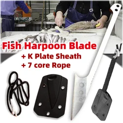 Practical Fishing Gear Tool Stainless Steel Fish Scaler Harpoon Multi-functional EDC Survival Gadgets with K Plate Sheath