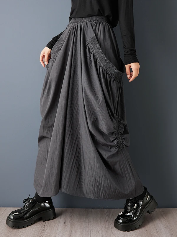 Modna asymetryczna spódnica damska z elastyczną talią, plisowana, z wysokim stanem, w kształcie litery A, codzienna spódnica z wysokim stanem.