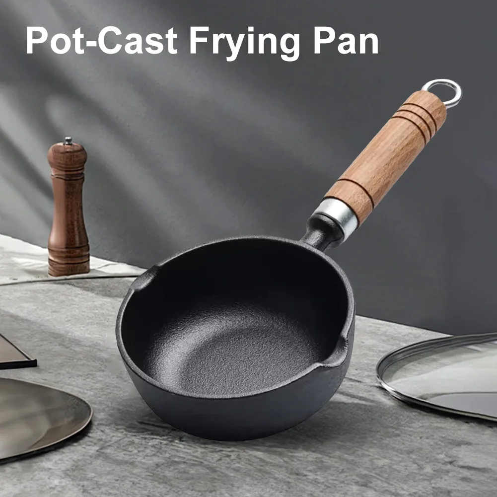 Poêle à frire miniature en fonte de 11/13 cm avec bec verseur, pot à fondue pour beurre, compatible gaz et induction, ustensile de cuisine universel pour la maison
