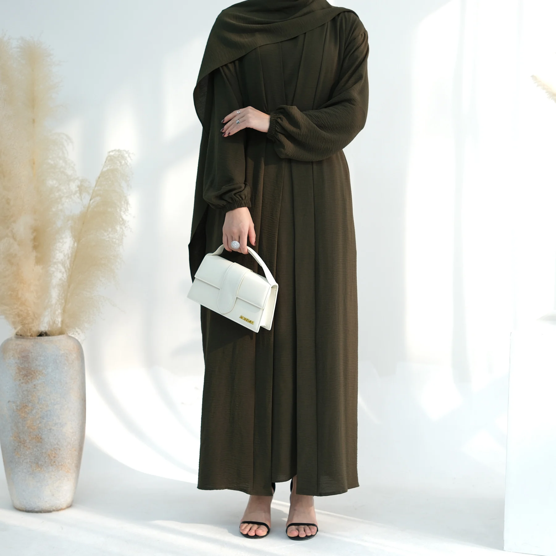 Abaya 2-delige set, bijpassende outfits voor moslimvrouwen, mouwloze jurk + kimono, bescheiden hijab-gewaad, islamitische kleding, Ramadan Eid