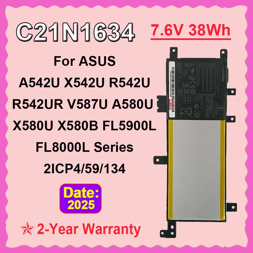 

DODOMORN 7.6V 38Wh Laptop Battery C21N1634 FOR ASUS X542U A542U R542U R542UR A580U X580U X580B V587U FL5900L FL8000L Series