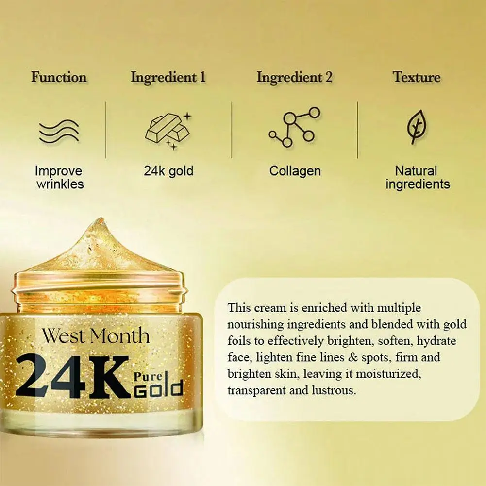 24K Gold Collagenครีมกําจัดริ้วรอยFade Fine Linesควบคุมอาการบวมครีมกระชับน้ํามันWhitening AntiลดบํารุงA A1U1