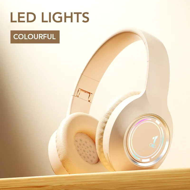 

New Bluetooth Headphones 3D stereo LED luminous wireless headsets HD call HIFI earphones Breathable comfortable Foldable earbuds