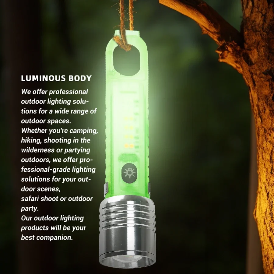 Multifunctional LED White Laser Flashlight Red Blue Flash Magnetic Suction Telescopic Zoom Flashlight Outdoor Portable Torch