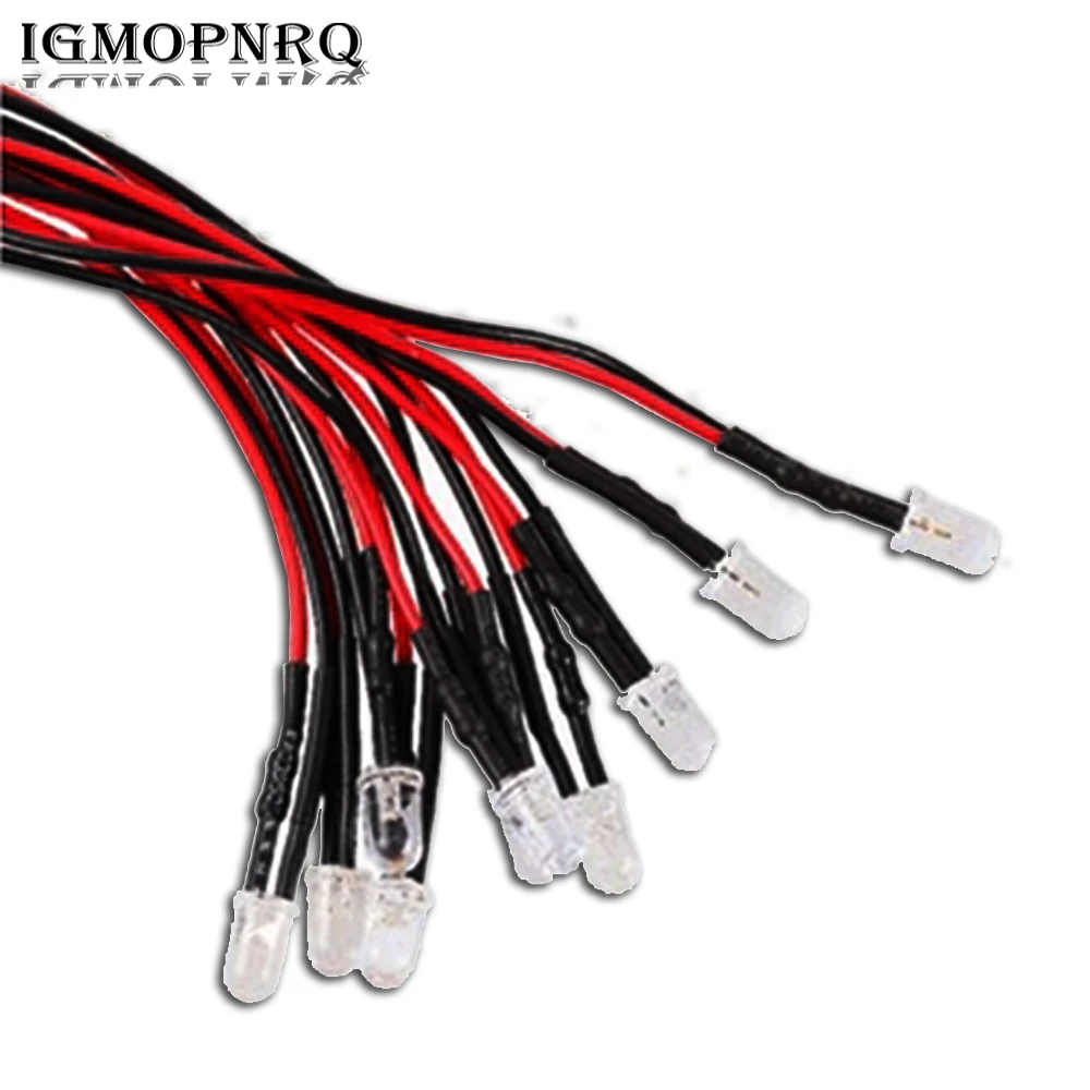 10PCS 5MM LED 24V 12V 3-6V With Line LED Light-emitting Diode/12V Line Length 20CM White Hair White Red Orange Yellow Green Blue