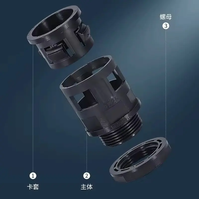 

AD54.5 M50 Пластиковый шланг Гибкий адаптер для кабелепровода Фитинги Гофрированная трубка Нейлоновое соединение M12 AD18.5 Пластиковый сильфонный соединитель M20