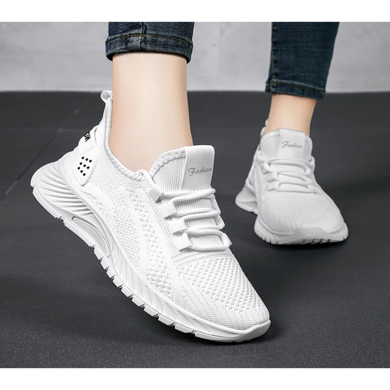 2025 spring new fashion breathable leisure sports single shoes trend flying weaving women's shoes running shoes net shoes