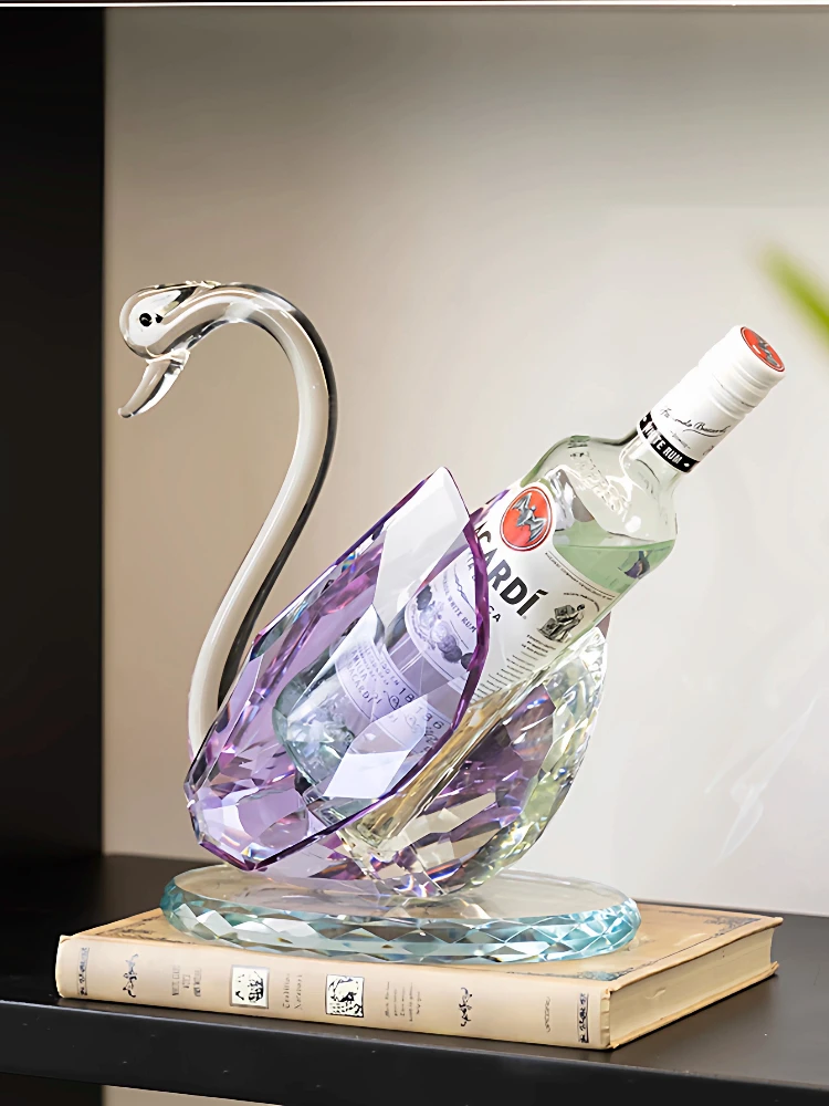 Light Luxury Home Decor Crystal Swan Wine Rack High-end Living Dining Room Wine Cabinet Candlelight Dinner Decorative Figurines