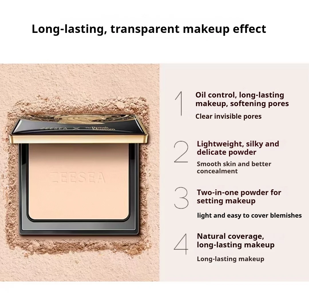 ZEESEA Pressed Powder XThe British Museum Egypt Collection 3 Colors Makeup Face Powder Oil Control Longlasting Contour Concealer