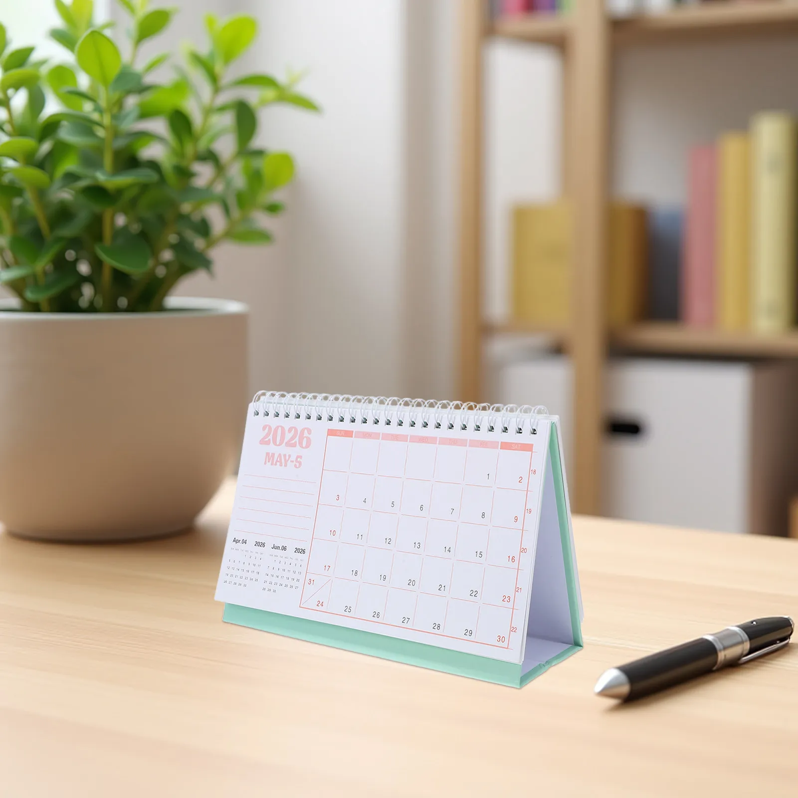 2Pcs Spiral Binding Desk Calendar Compact Design Sturdy Base Stand Daily Monthly Yearly Planner 2026 for Office Home