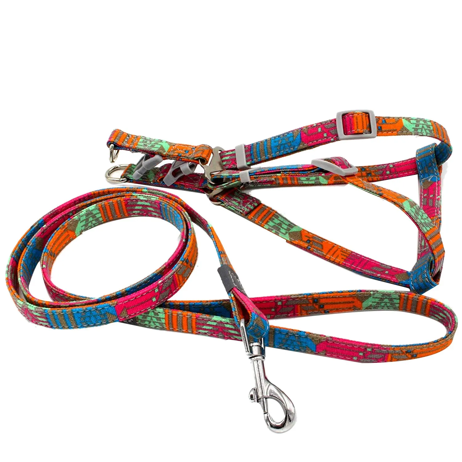 Classic Dog Harness and Lead for Small Medium Large Dogs Cats Chest Harnes Adjustable Soft Colorful Print Vest Harness(Stripe S)