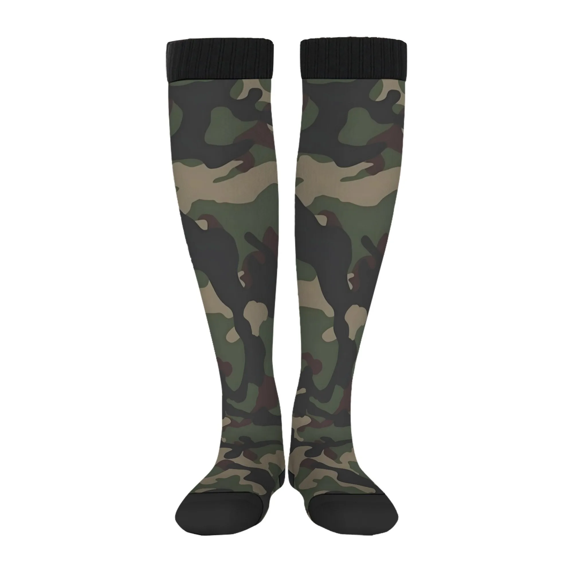 Vintage Retro Camouflage Knee High Socks 90s Military Fashion Throwback Distressed Camo Print & Streetwear Edge for Nostalgic view 4