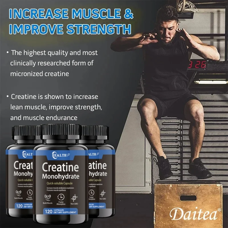 Creatine Monohydrate Capsules 120ct 3000mg Per Serving GlutenFree NonGMO