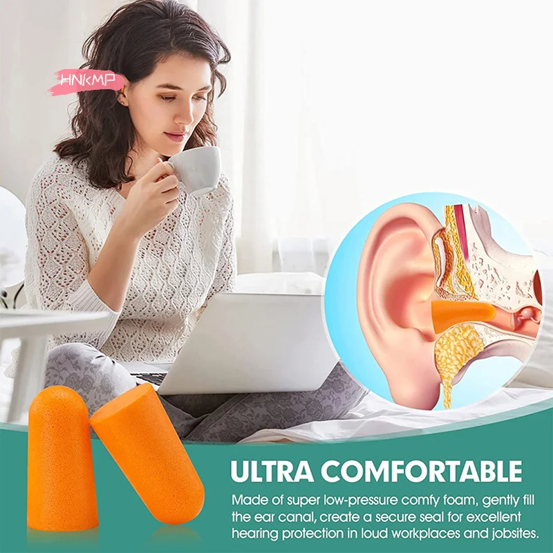 20pcs Soft Orange Foam Ear Plugs Tapered Travel Sleep Noise Prevention Earplugs Noise Reduction Sound Insulation Ear Protection