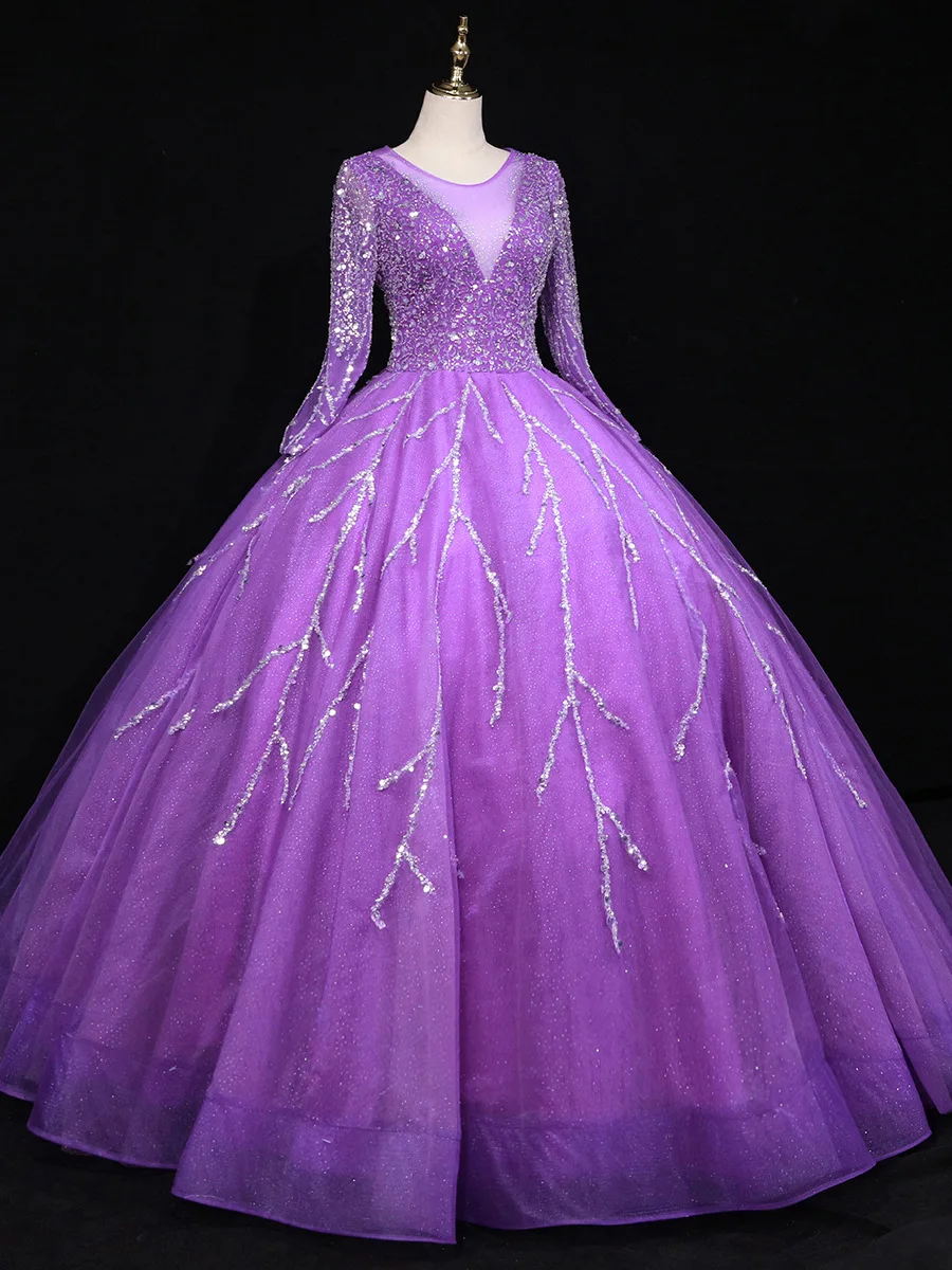 GUXQD-Vestido De baile De quinceañera, exquisito y brillante, con lentejuelas y cuentas, para fiesta De graduación, Formal, dulce, 16