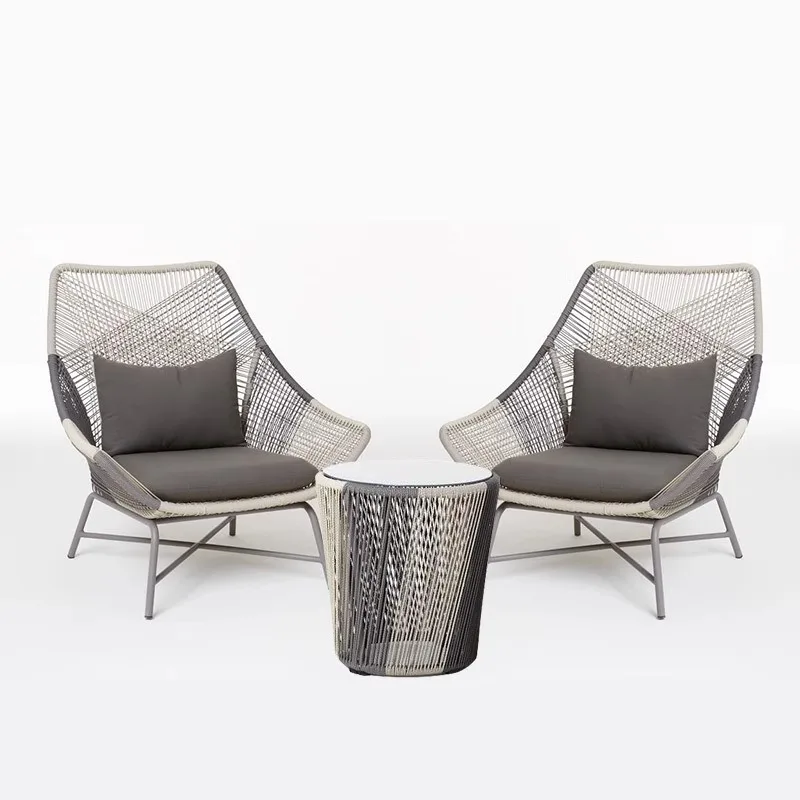 Outdoor tables and chairs Balcony rattan chairs Tea table three-piece set Single leisure furniture Sofa Outdoor courtyard rattan
