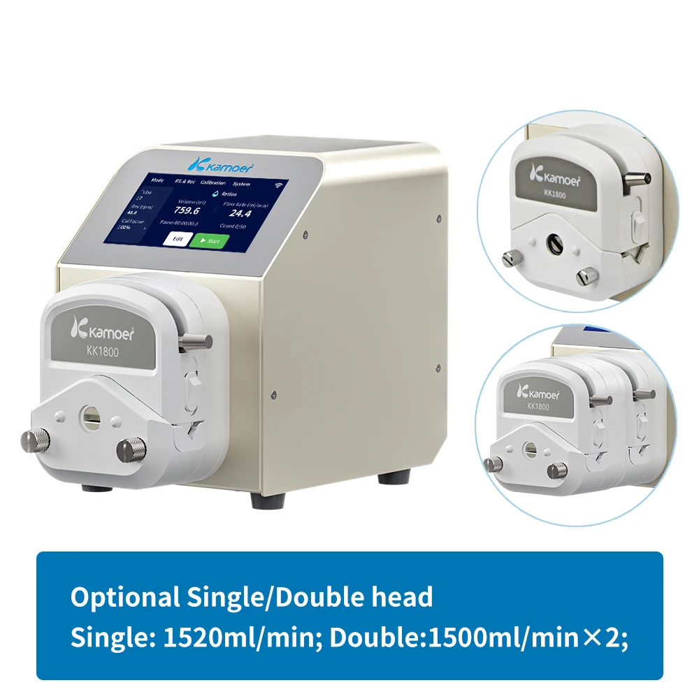 Kamoer UIP LCD Display Touch Screen Control High Flow Rate 3 Operating Modes Servo Motor Precision Head Peristaltic Pump