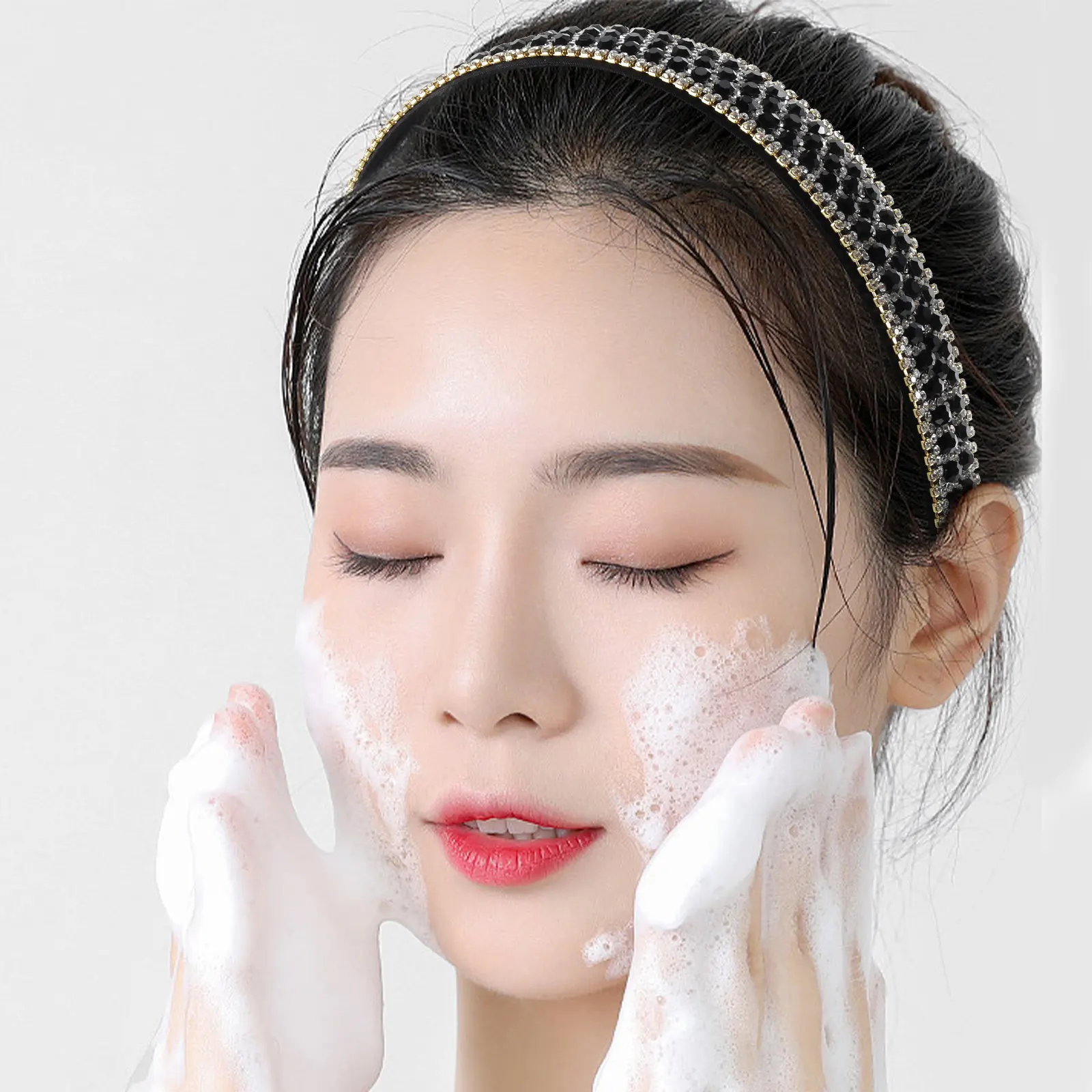 

Повязка на голову со стразами для женщин, блестящая хрустальная повязка для волос, элегантные свадебные аксессуары для волос, украшенные стразами, для вечеринок и свадеб