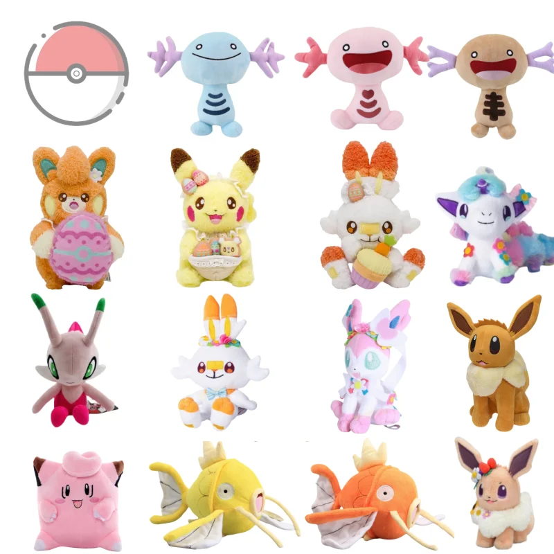 Easter Pokemon Toys Plush Pikachu Scorbunny Pawmot Ponyta Galar Sylveon Eevee Wooper Wedding Decor Kids Pocket Monster Fans