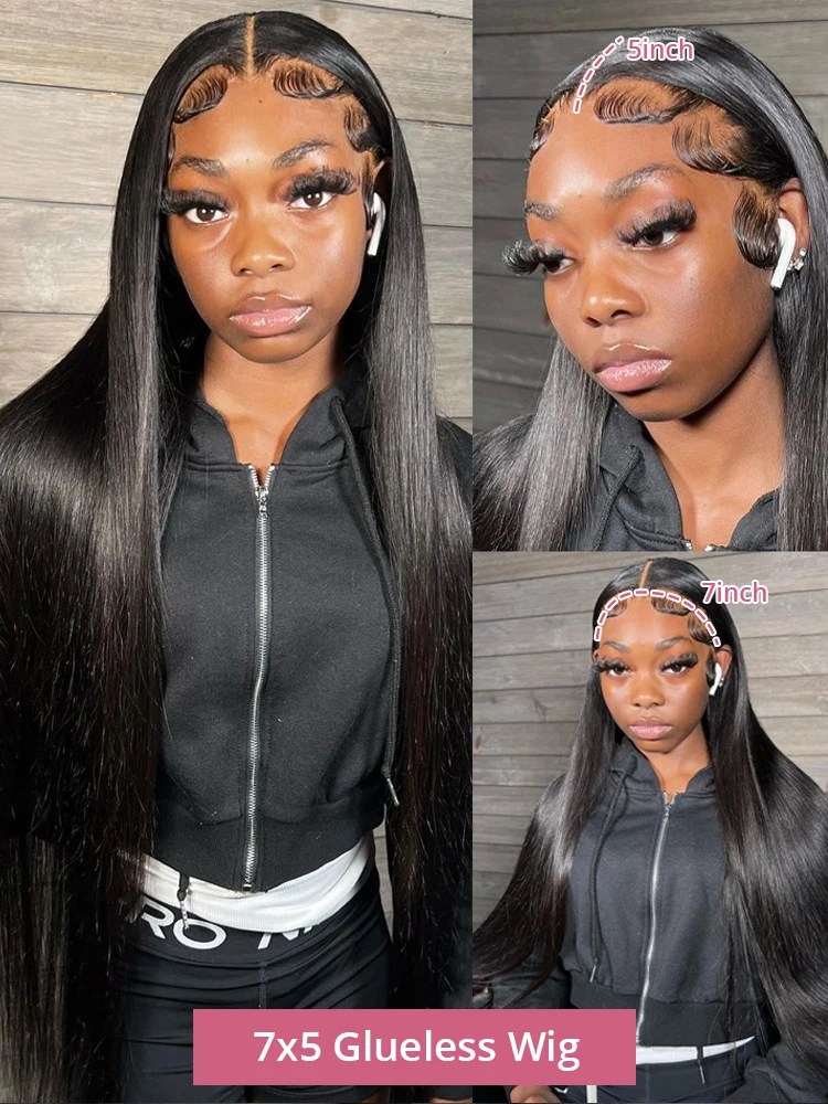 Wear And Go 13x4 Straight Glueless Wig 7x5 Human Hair Ready To Wear 220 Density 38 Inch 4x4 Lace Front Wigs For Women Preplucked