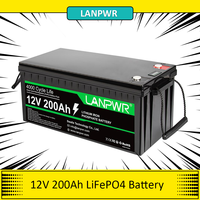 LANPWR 12V 200Ah LiFePO4 Lithium Battery Pack Backup Power, 2560Wh Energy, 4000+ Deep Cycles, Built-in 100A BMS,Support  Solar