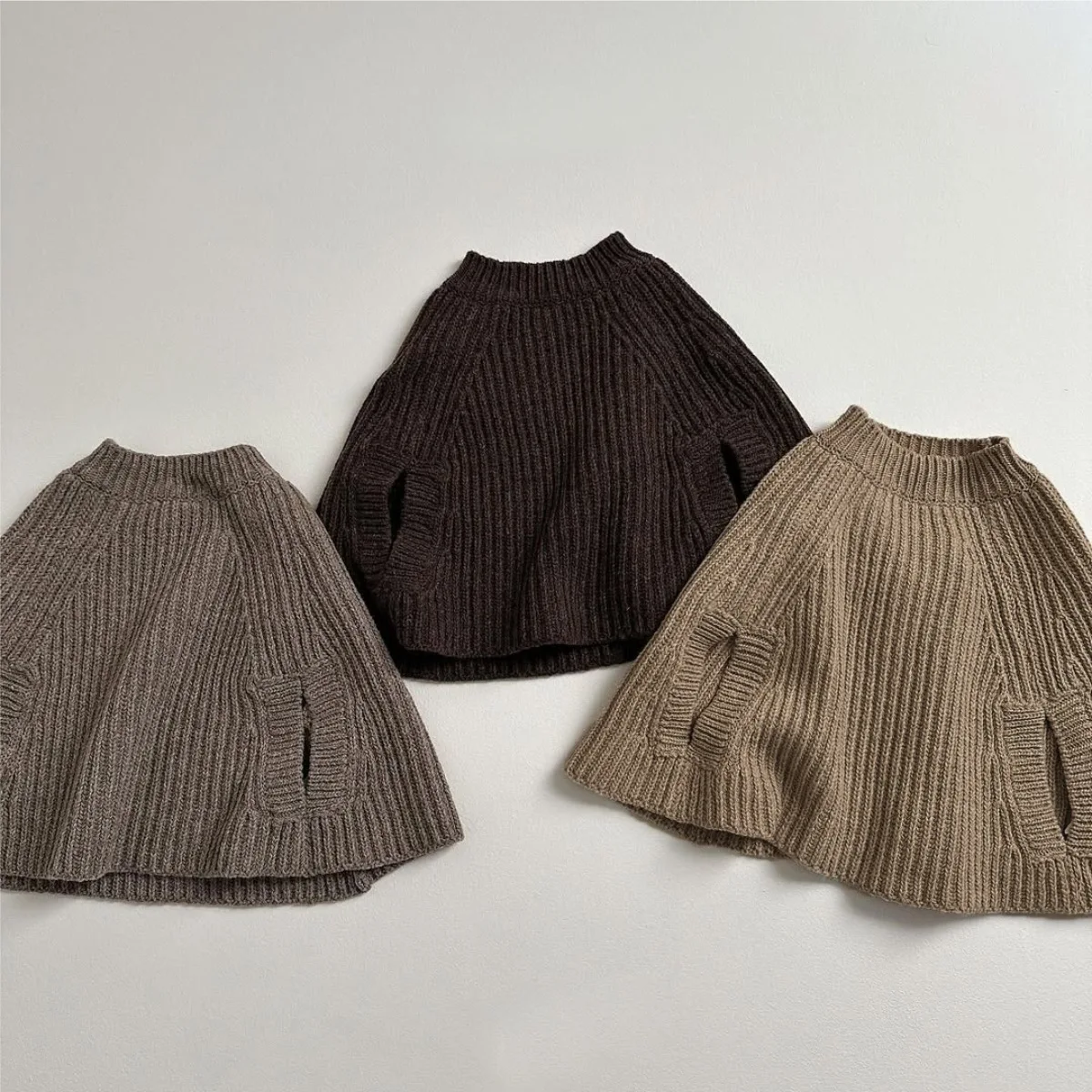 Baby Autumn Winter New Children Sweater Cotton Baby Warm Knit Cape Girls Shawl Blanket Toddler Cloak Infant Thick Mantle Coat