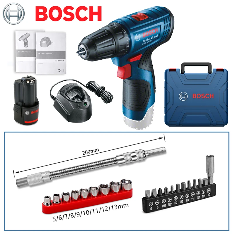 Bosch-mini Chave de Fenda sem Fio Furadeira Elétrica Portátil Conjuntos Padrão Faça Você Mesmo Home Estilo Modelo Leve Gsr 120-li 12v
