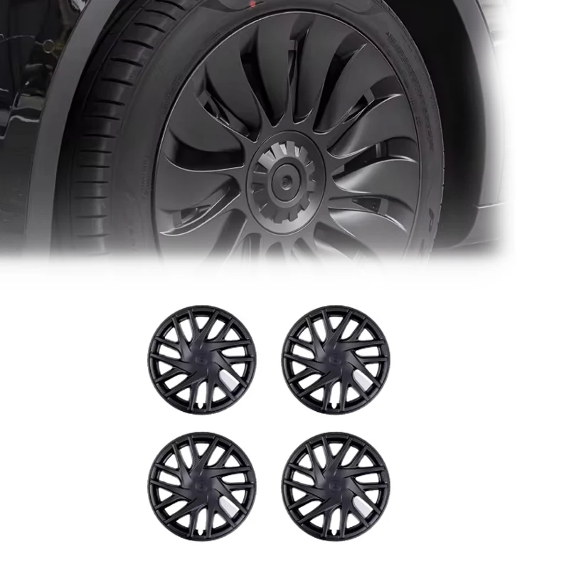 Suitable for Tesla Model 3 black matte wheel hub cover, tire decoration, 18 inch all inclusive modification accessories