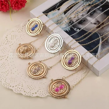 Collana con clessidra girevole di Harry Potters Time Turner Hogwarts Scuola di stregoneria e magia Decorazione con ciondolo souvenir