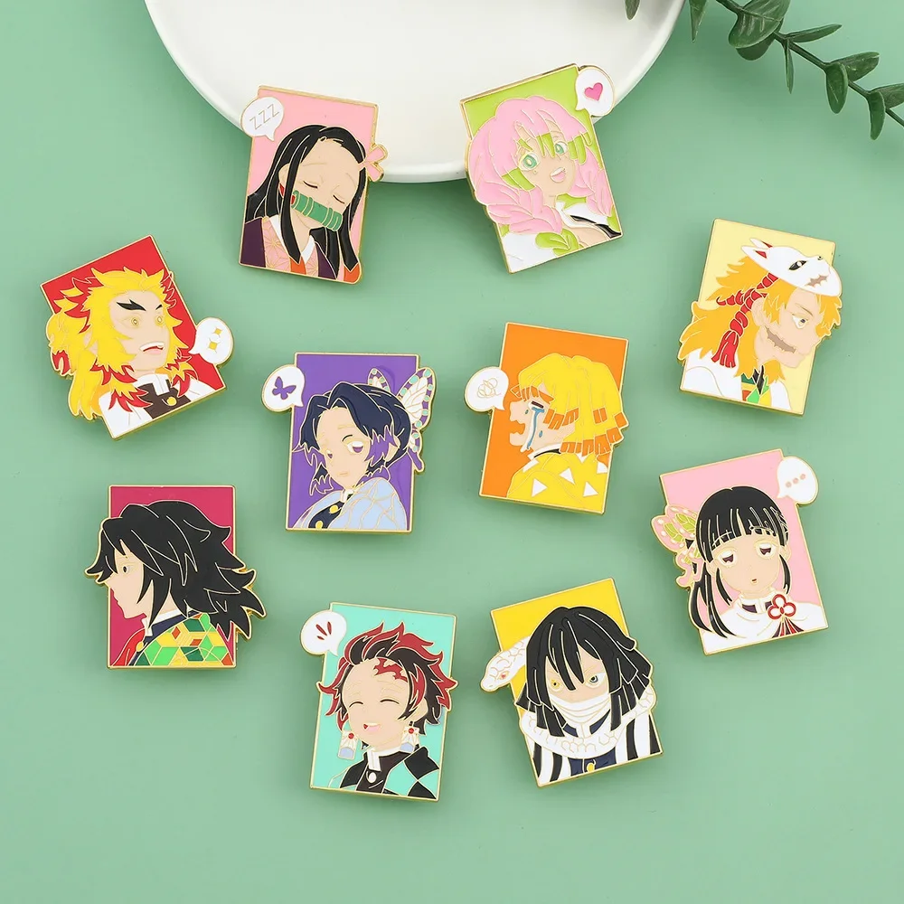 Demon Slayer Japan Manga Cartoon Metal Badge Brooch Accessories Cute Anime Pins for Backpacks Kimetsu No Yaiba Figure Jewelry