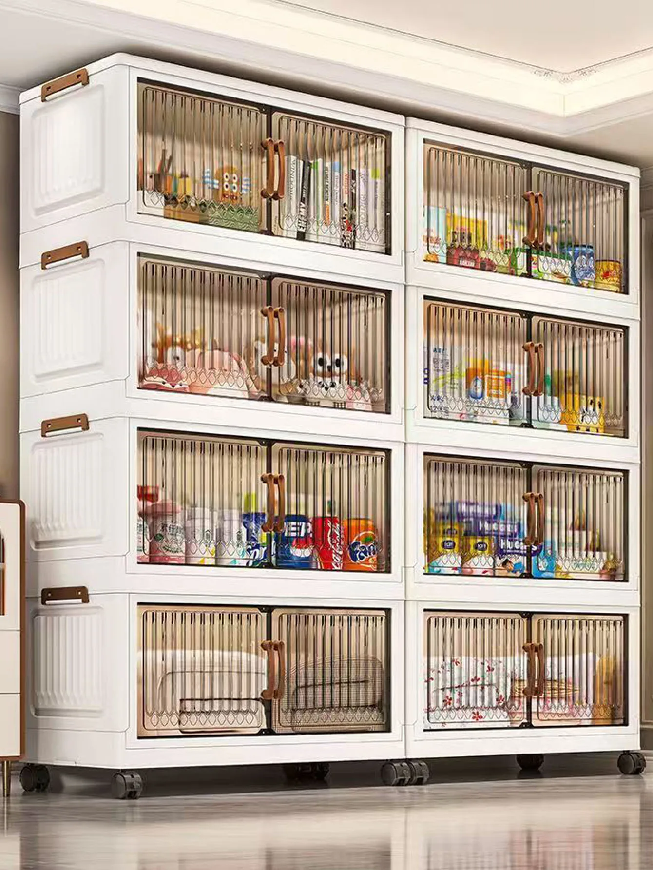 Heavy Duty Foldable Storage Cabinet with Wheels – Multi-layer Baby Wardrobe & Toy Organizer for Bedroom, Space-Saving for Kids