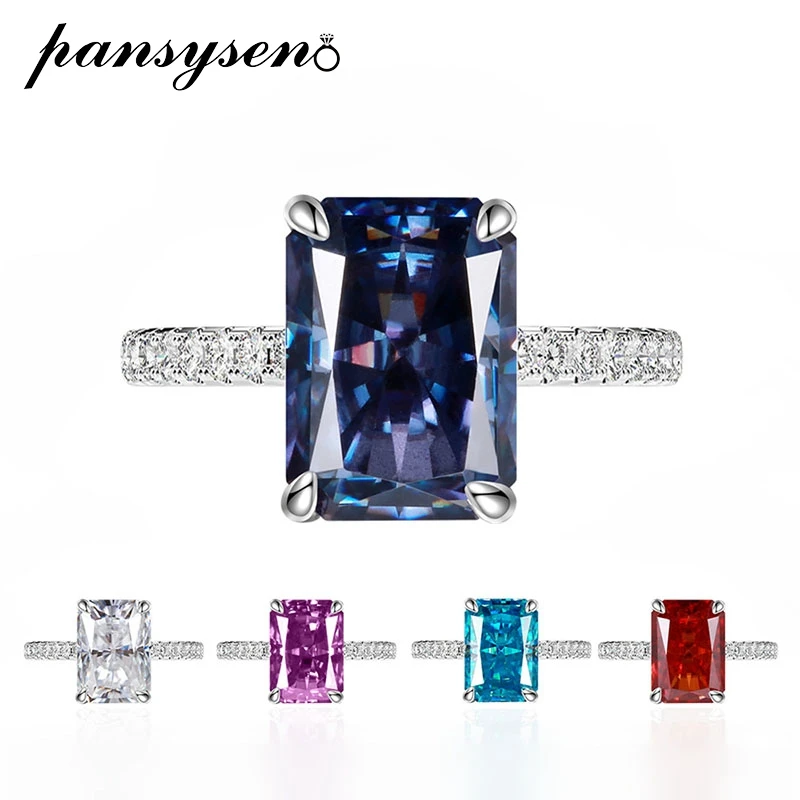 

PANSYSEN 100% 925 Sterling Silver 7CT Ice Cut Tanzanite Sapphire High Carbon Diamond Gemstone Rings for Women Fine Jewelry Gift