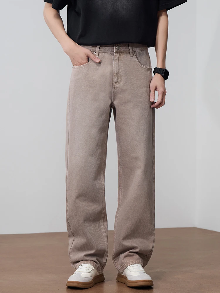 

Men's 2026 Spring Cleanfit Loose Straight Jeans Business Casual Multi-Color Khaki 100% Cotton Streetwear Premium Denim Pants