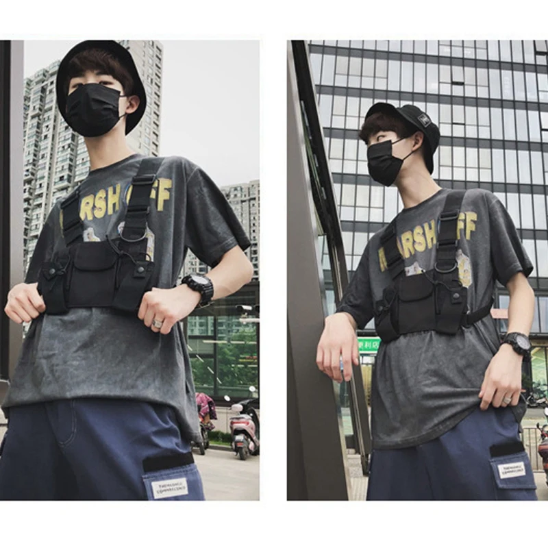 ABSQ-วิทยุ Walkie Talkie 3 กระเป๋า Chest Pack กระเป๋าพร้อมซิปสําหรับ Motorola Baofeng Kenwood ด้านหน้า Pack กระเป๋าเสื้อกั๊กพกพา