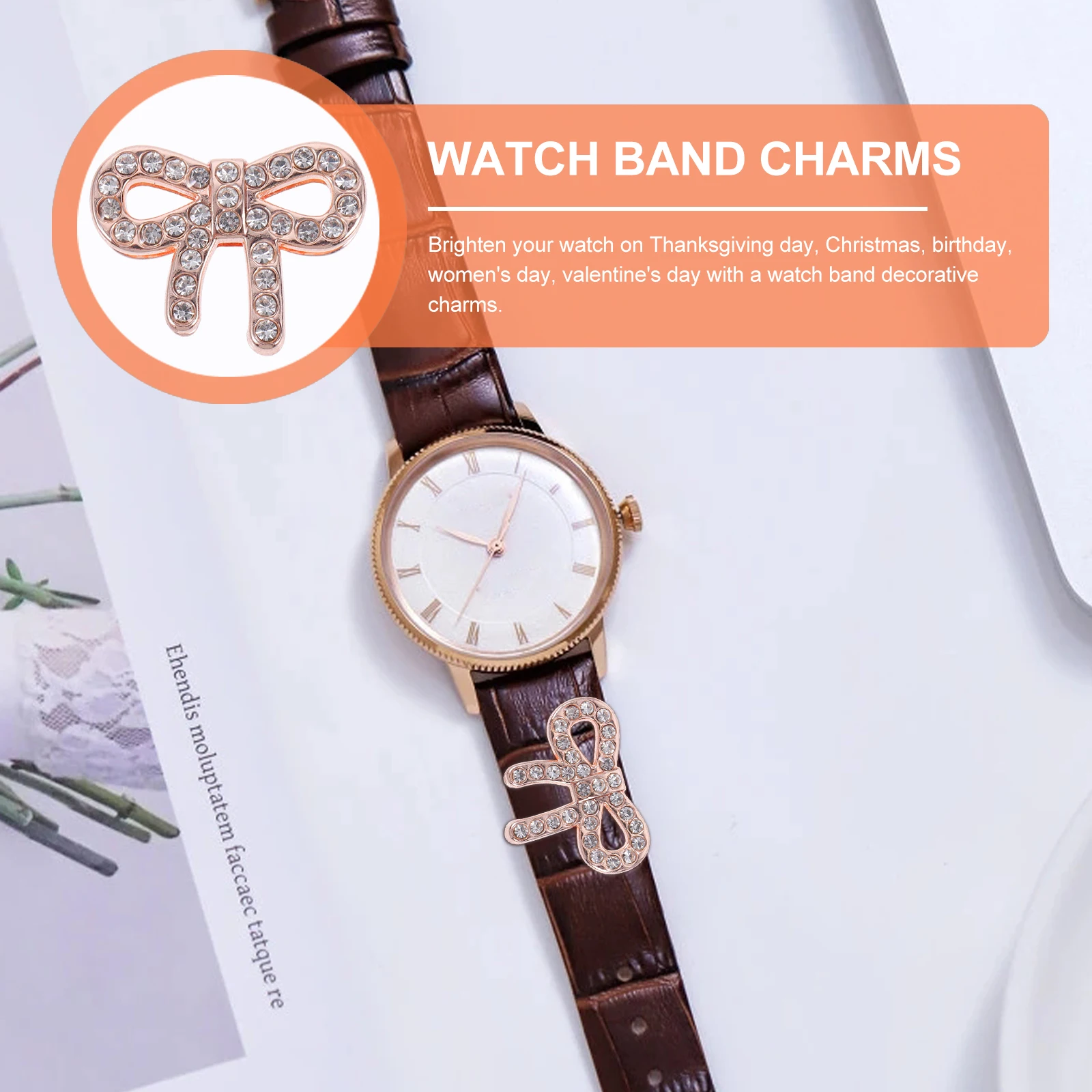 

5Pcs Fashionable Alloy Watch Band Charms Bowknot Decorative Accessories for Customization