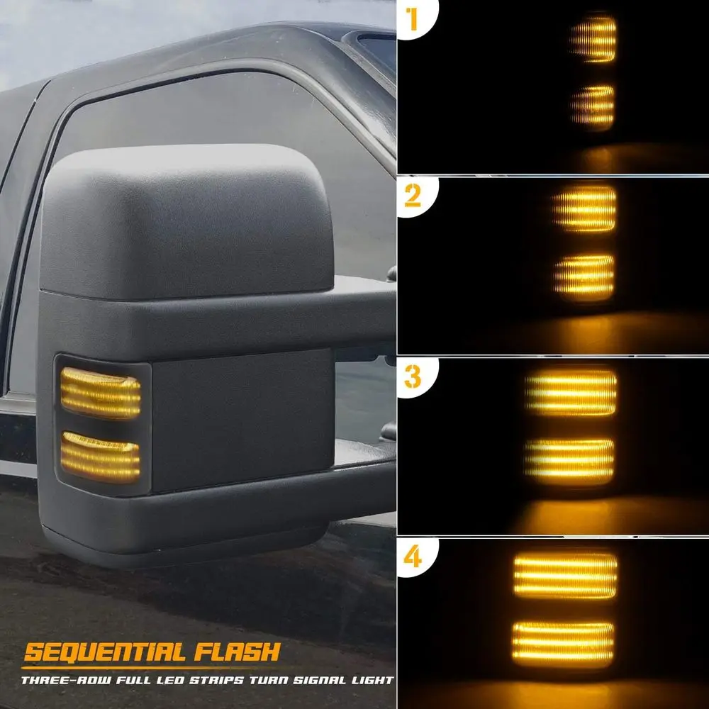 Indicatori di direzione sequenziali a LED a 3 file per Ford F250-F450 Super Duty 2008-2016 con luci di posizione per specchietto laterale