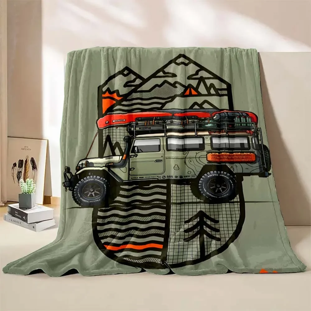 Off-Road Adventure Print Blanket, Soft Microfiber Throw – Warm & Cozy for Car, RV, Camping, Travel – Outdoor, Sofa, Bed Gift