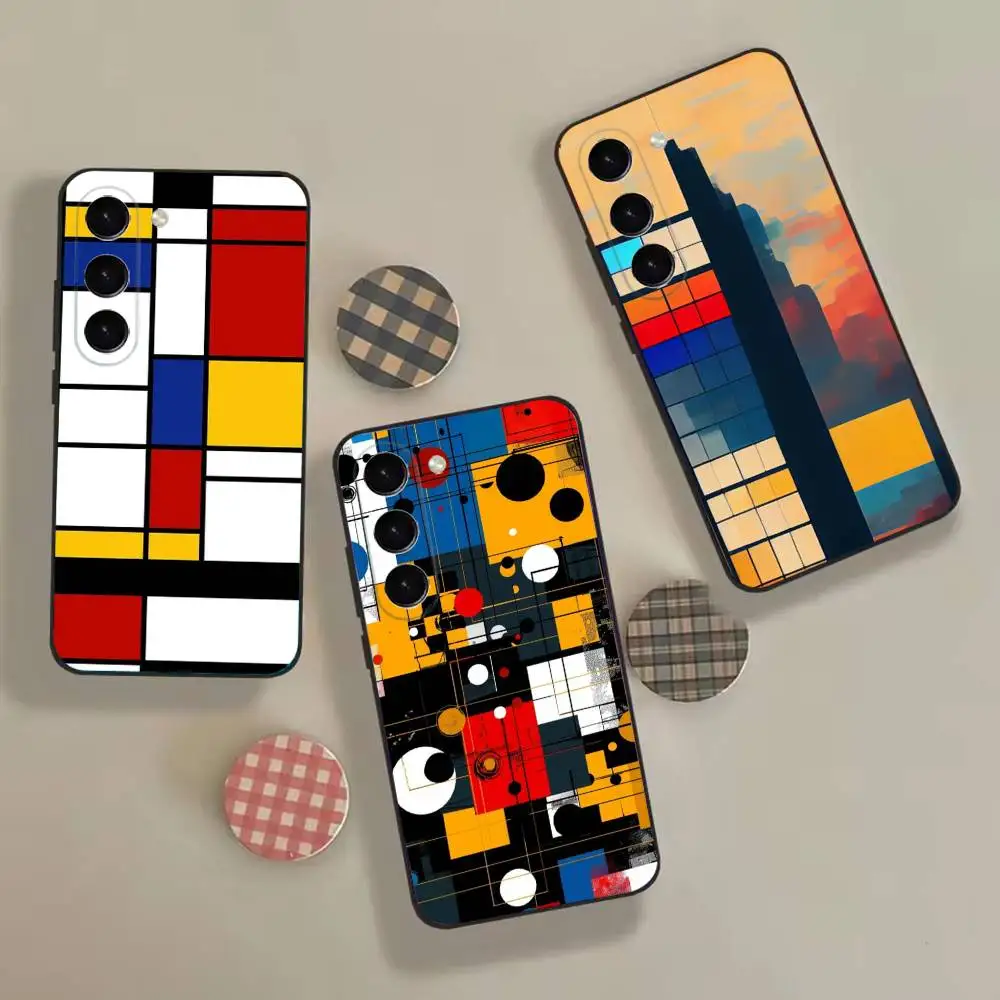 P-Pattern Abstract Piet Mondrian Cell  Phone Case For Samsung Galaxy A 73,72,51,53,52,71,22,J7,8,9 Black fashion  coque Cover