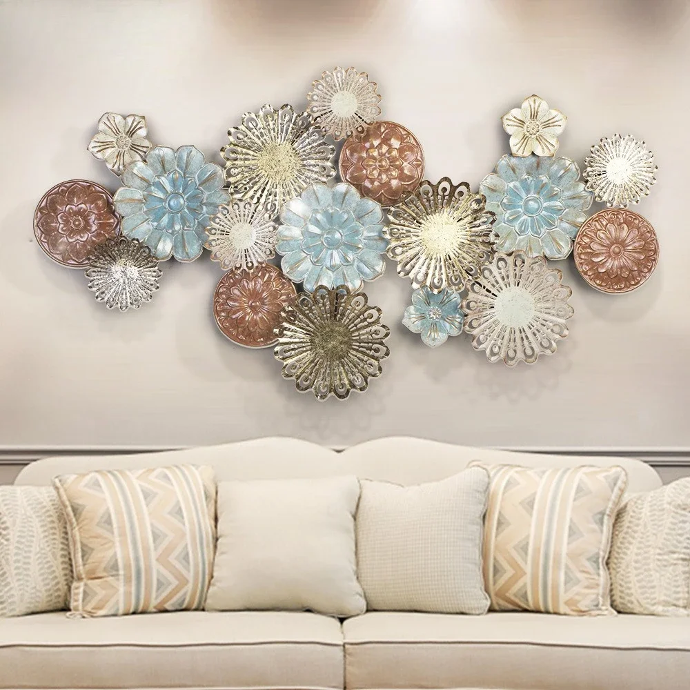 French light luxury retro sofa background wall decoration pendant Rococo style wrought iron