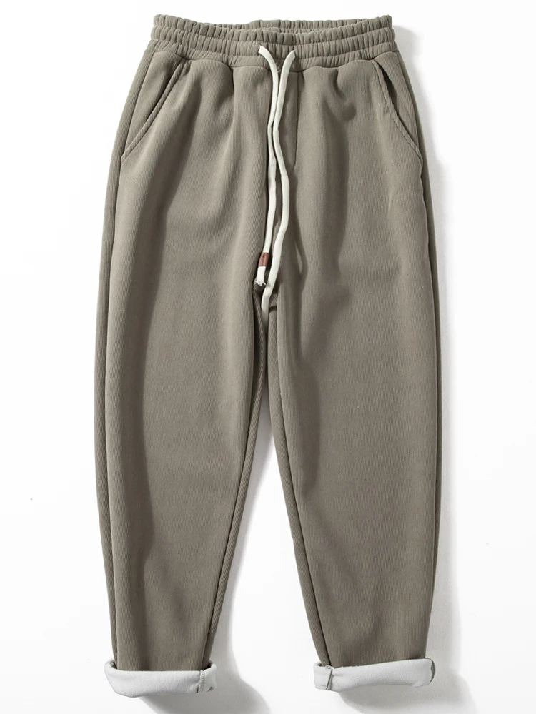 

Мужские вельветовые брюки на флисовой подкладке, свободного кроя, спортивные, зимние, устойчивые к сминанию, прямые, повседневные, длинные