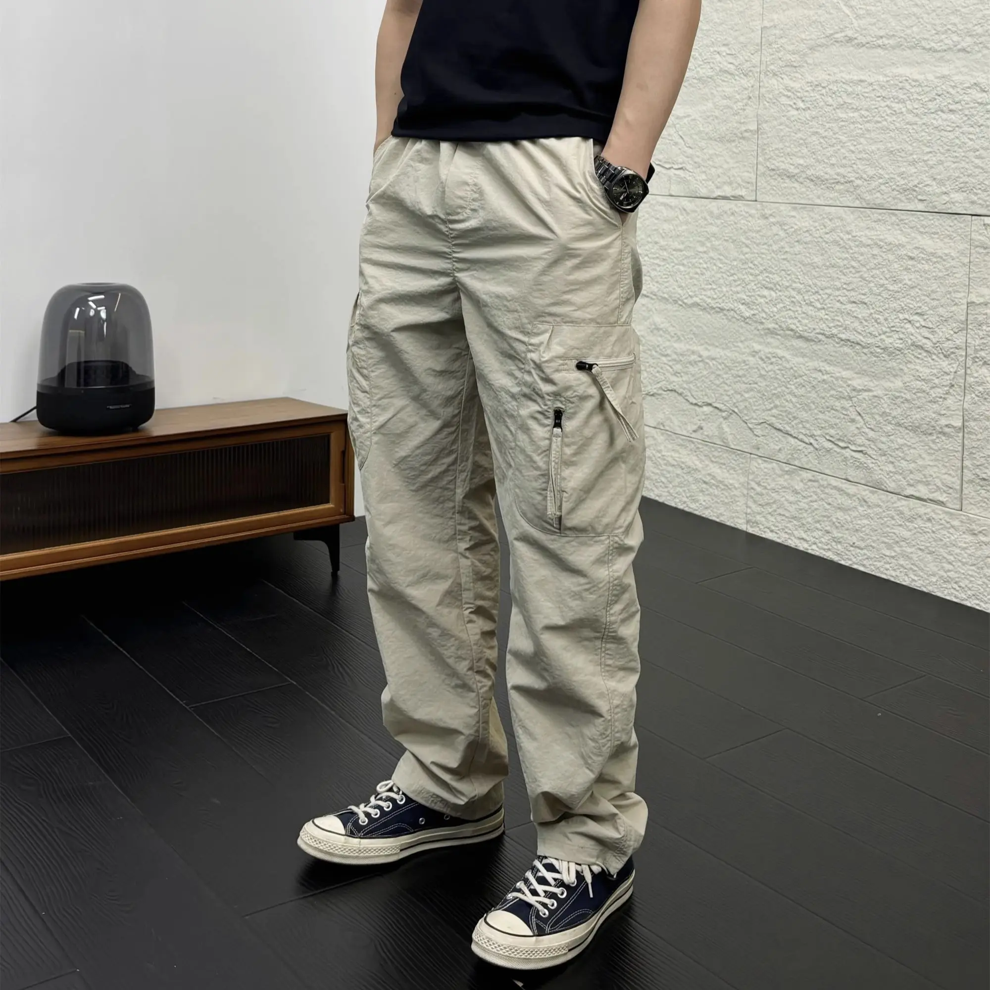 

Multi Pocket Men's Straight Cargo Pants Outdoor Korean Style Male Trousers Regular Fit High Quality Designer Street Long Slacks