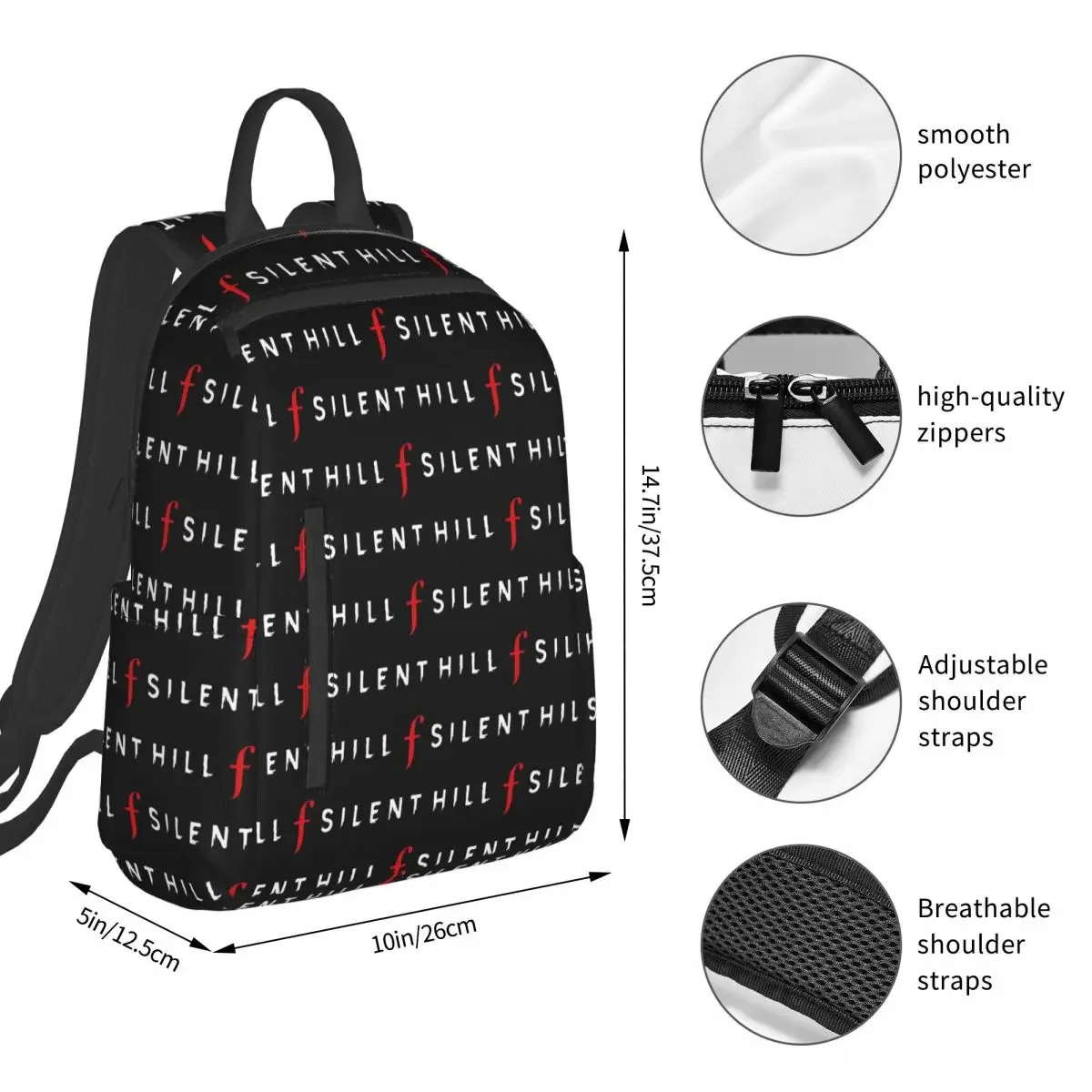 Silent Hill F Video Game Horror Logo Backpack Student BookBag Kids School Bag Laptop Shoulder Bags Men Women