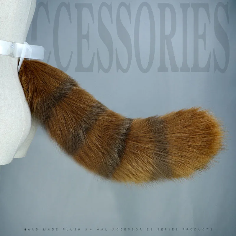 55CM Furry Animal raccoon Tail Cute Plush Dress Up Party Comic-Con Costume Cosplay Props Adjustable Belt Faux Fur Tail