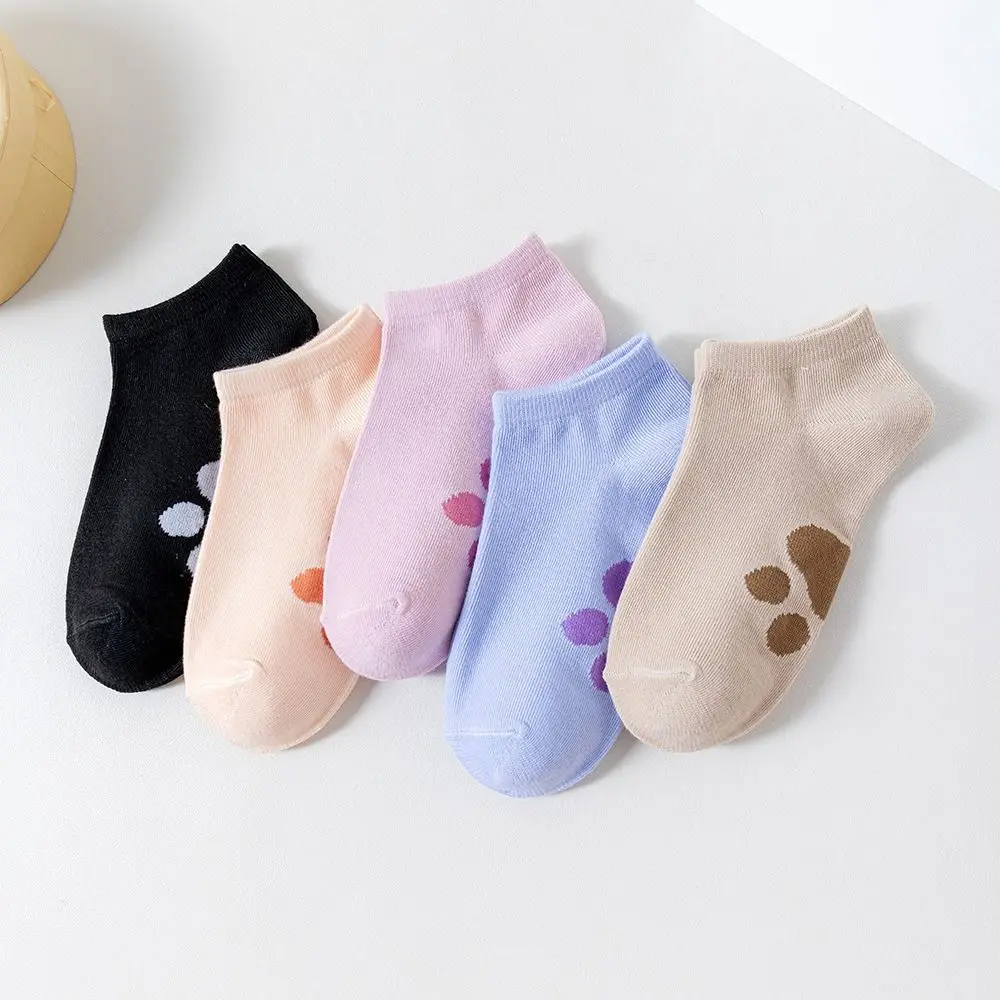 

10Pairs Casual Bear Claw Cartoon Short Socks Patchwork Breathable Invisible Socks Hosiery Elastic Ankle Tube Socks Girl