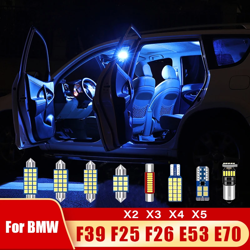 

12v Car LED Bulbs For BMW X2 X3 X4 X5 F39 F25 F26 E53 E70 Interior Dome Reading Lamp Vanity Mirror Trunk Light Accessories