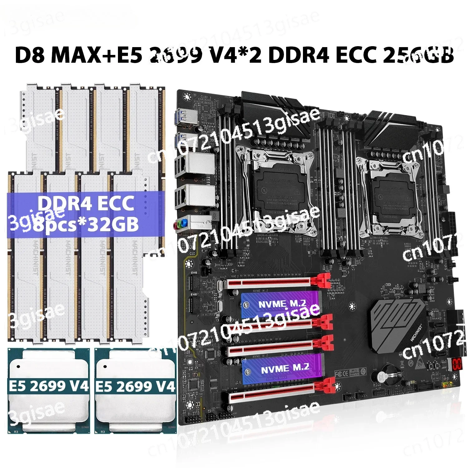 Mechanic X99 D8 MAX Main Board Package (LGA 2011-3 Architecture) Package Includes Xeon E5 2699 V4 Processor view 2