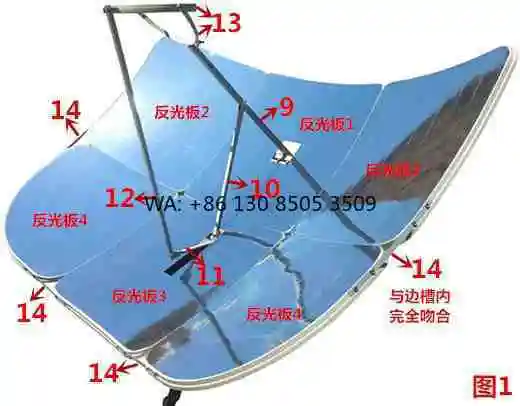 New Square 6-Panel Solar Cooker 2200W 1000°C Manual Adjustment 360° Rotation Compact 0.7x0.7x0.12m Packing